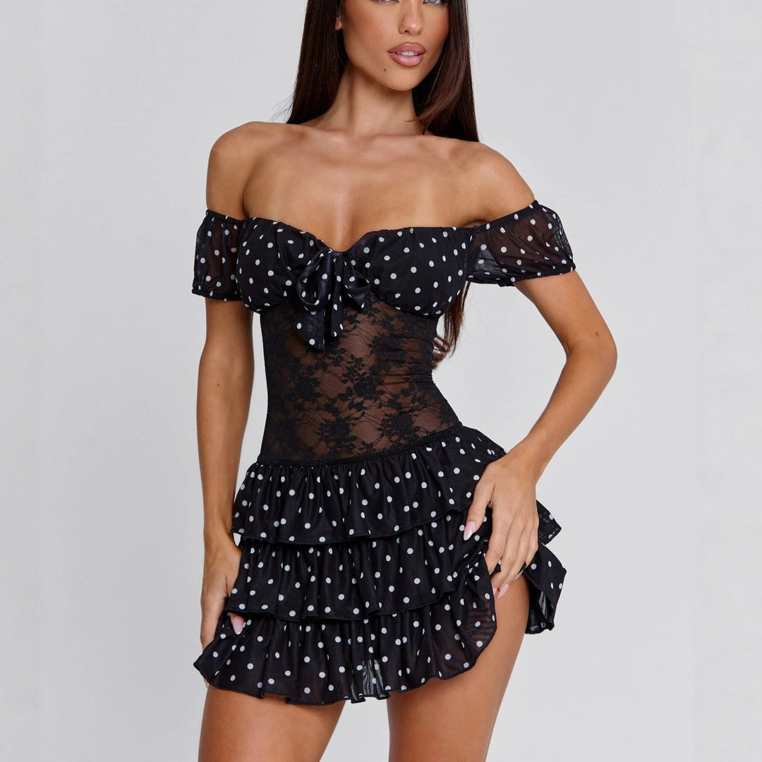 Damen Verspieltes Off-Shoulder Kleid mit Rüschendetails Echo Archiv