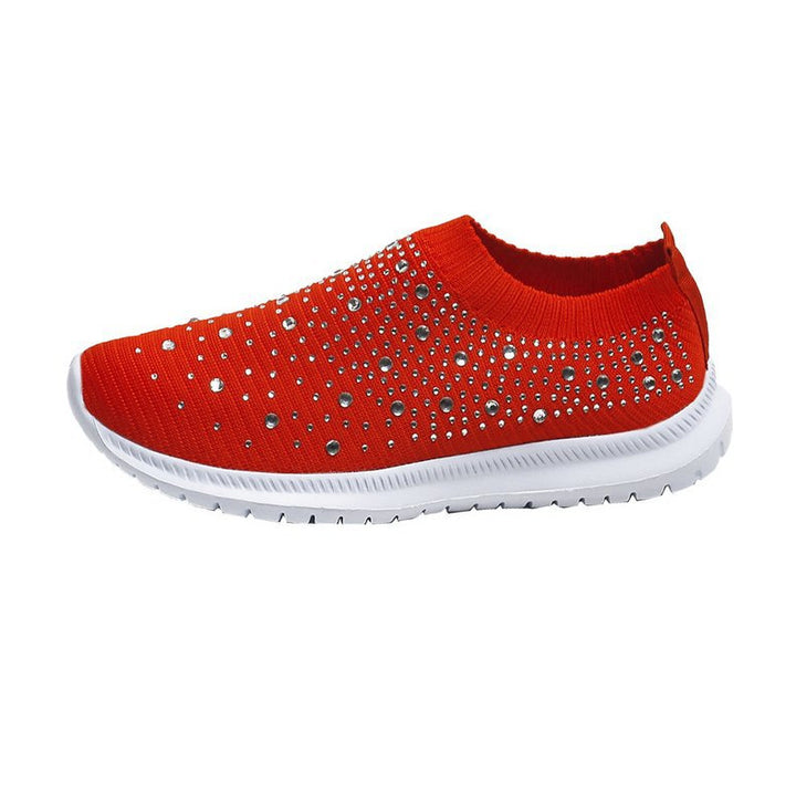 Damen Strick-Slipper-Sneaker mit Strassbesatz und flexibler Komfortsohle Echoarchiv