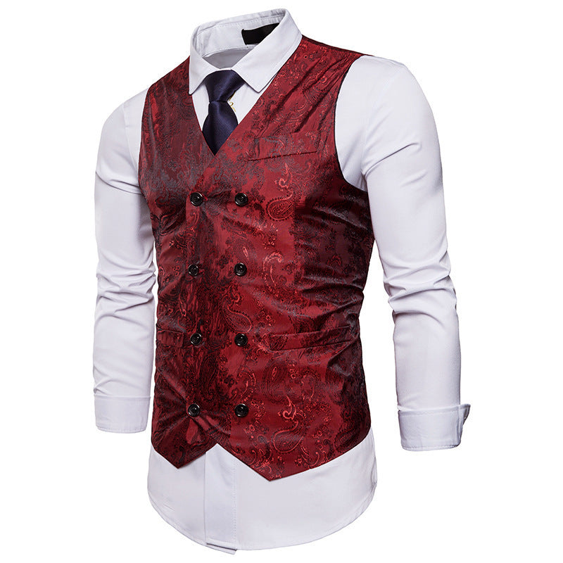 Herren elegante doppelt geknöpfte Jacquard-Weste Echoarchiv