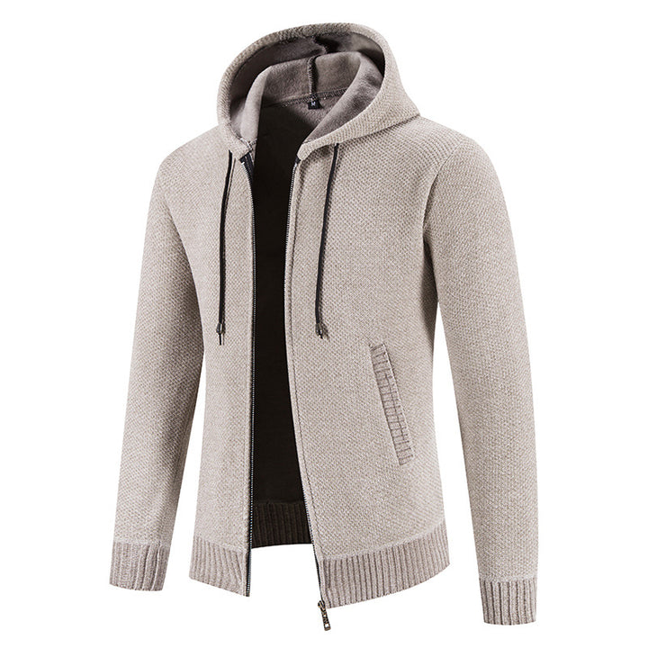 Herren Strickjacke mit Kapuze und strukturiertem Design Echoarchiv