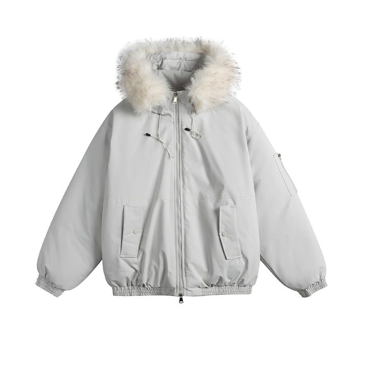 Damen Oversize-Parka im Bomberstil mit abnehmbarer Kunstfellkapuze Echoarchiv