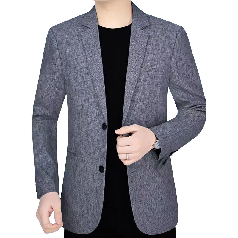 Herren Schmal geschnittenes Einreihiges City-Blazer mit strukturierter Wollmischung – Tianoro