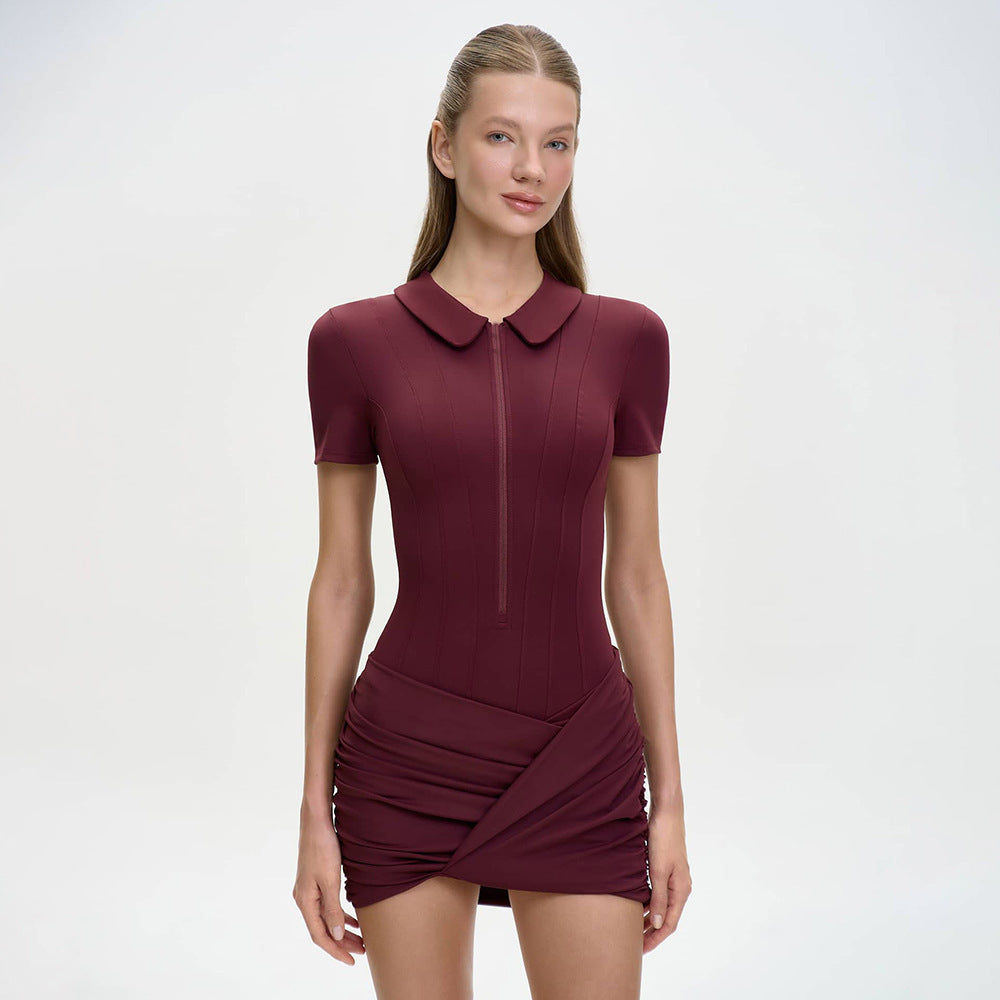 Damen Figurbetontes Polokleid mit Reißverschluss und Raffung Echo Archiv