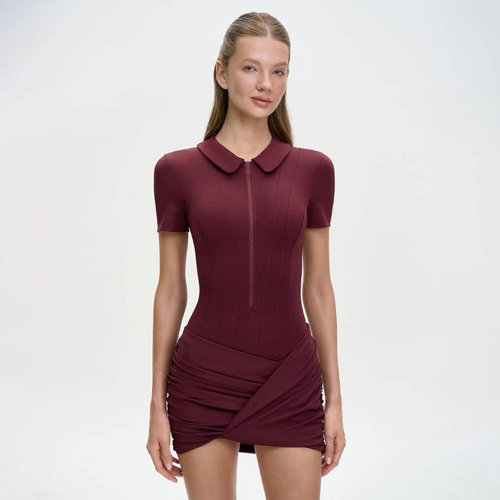 Damen Figurbetontes Polokleid mit Reißverschluss und Raffung Echo Archiv