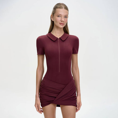 Damen Figurbetontes Polokleid mit Reißverschluss und Raffung Echo Archiv