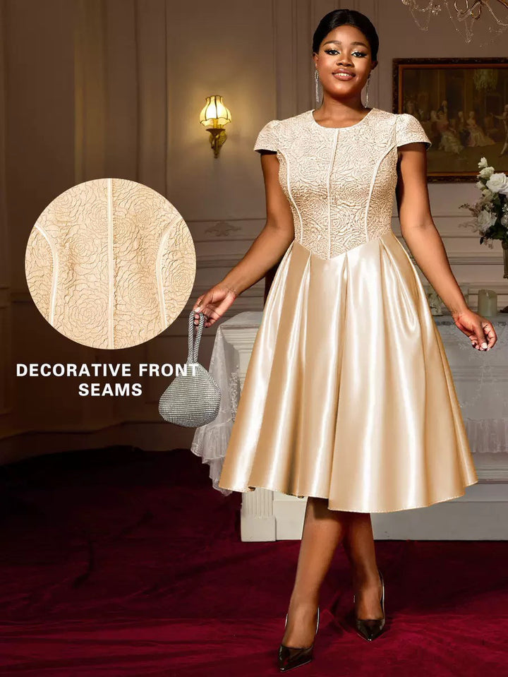 Damen Festliches Cocktailkleid mit floralem Spitzenoberteil und schwingendem Rock Echo Archiv