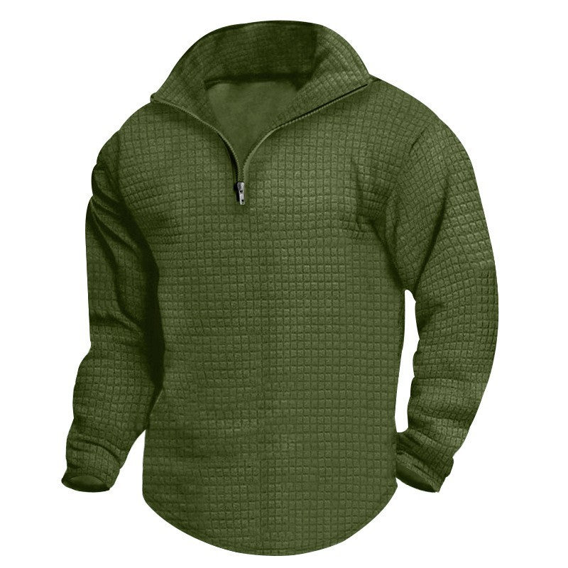Herren Fleece-Pullover mit Stehkragen und strukturiertem Design Echoarchiv