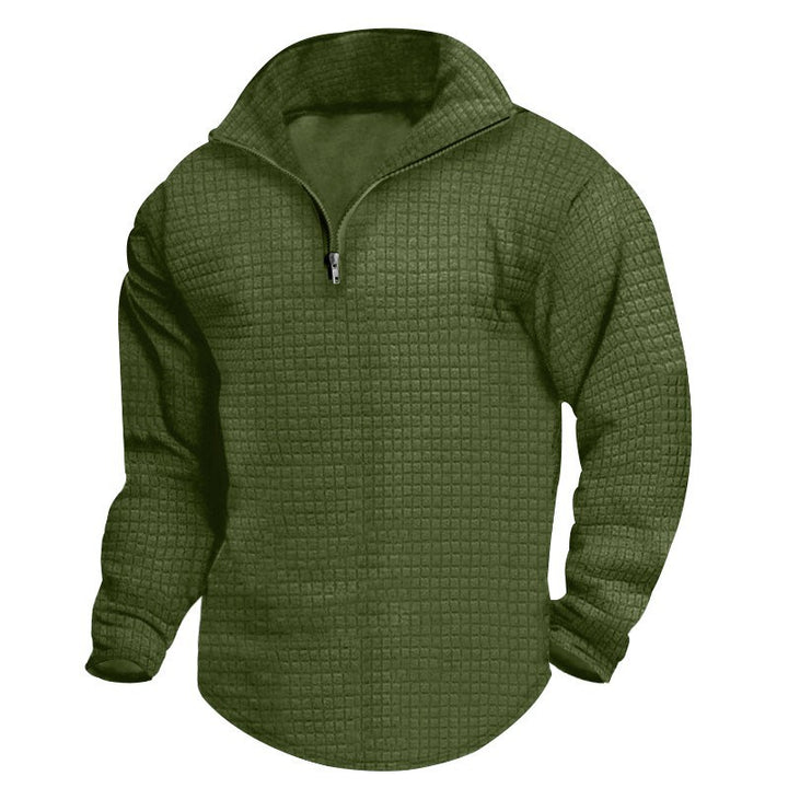 Herren Fleece-Pullover mit Stehkragen und strukturiertem Design Echoarchiv