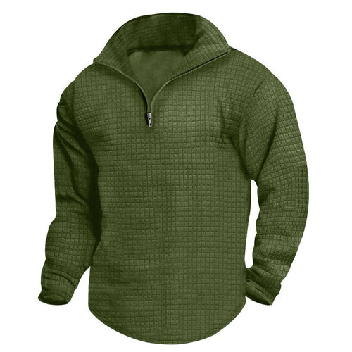 Herren Fleece-Pullover mit Stehkragen und strukturiertem Design Echoarchiv