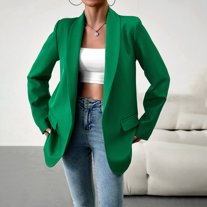 Damen langer Oversize-Blazer mit schmaler Reverslinie und soften Schulterpolstern – Célinea