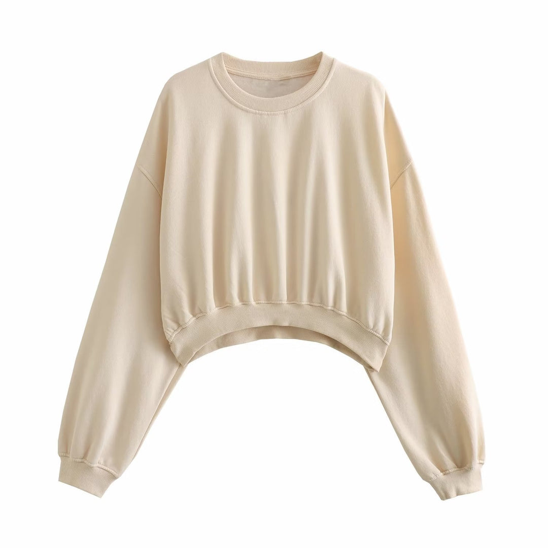 Damen Kurzes Oversize‑Sweatshirt mit gerafftem Saum und Ballonärmeln Echo Archiv