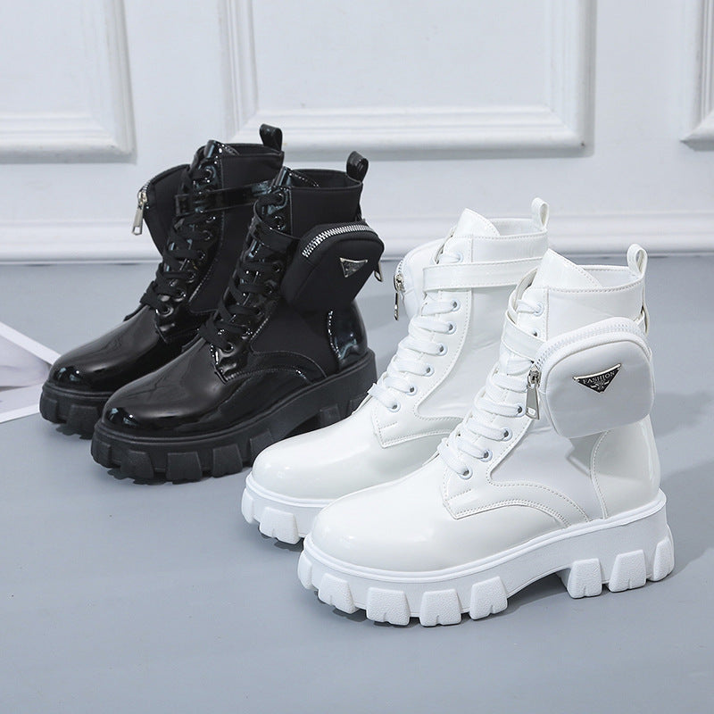 Damen nan Schnürhalbschaft-Boot im Utility-Style mit abnehmbarem Mini-Täschchen und Plateau-Profilsohle Echo Archiv