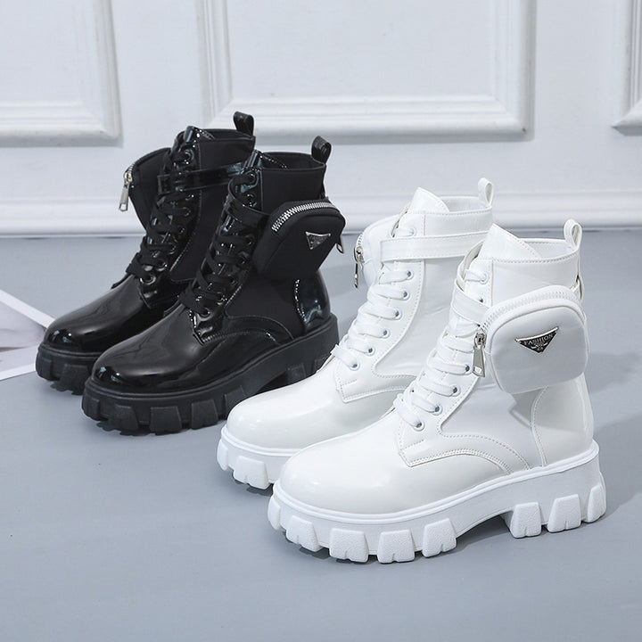 Damen nan Schnürhalbschaft-Boot im Utility-Style mit abnehmbarem Mini-Täschchen und Plateau-Profilsohle Echo Archiv