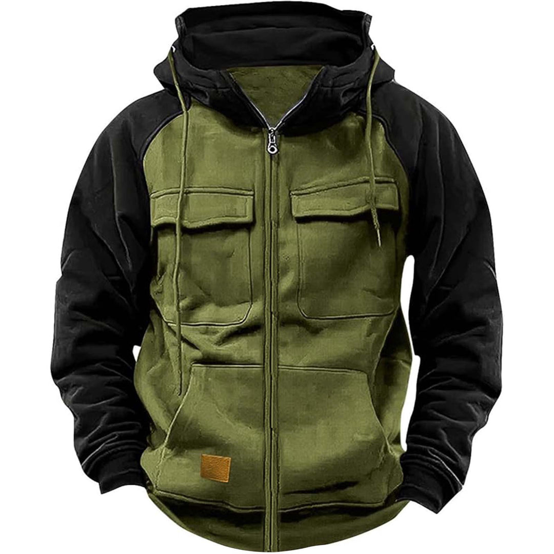 Herren nan Utility-Kapuzenjacke mit Materialmix, Brusttaschen und Reißverschluss Echo Archiv