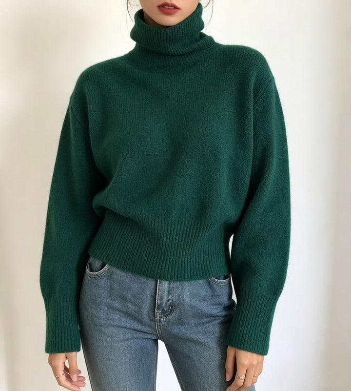 Damen Oversize Feinstrickpullover mit hohem Rollkragen und Seitenschlitzen – Mavelle