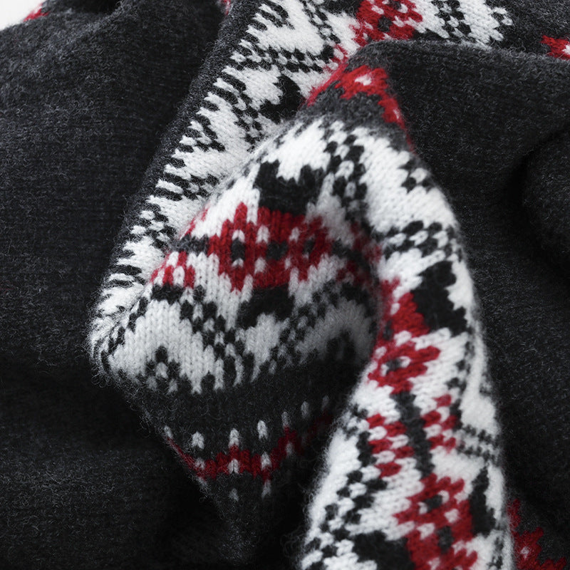 Damen Wärmender Norweger-Strickpullover mit halbem Reißverschluss und hohem Stehkragen Echo Archiv