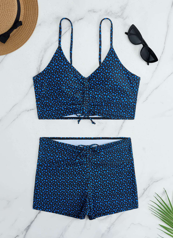 Damen Bikini mit floralem Rüschendesign und verstellbaren Trägern Echo Archiv