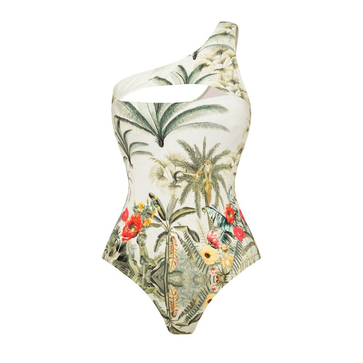 Damen Einseitiger Badeanzug mit raffiniertem Cut-Out und floralem Design Echo Archiv