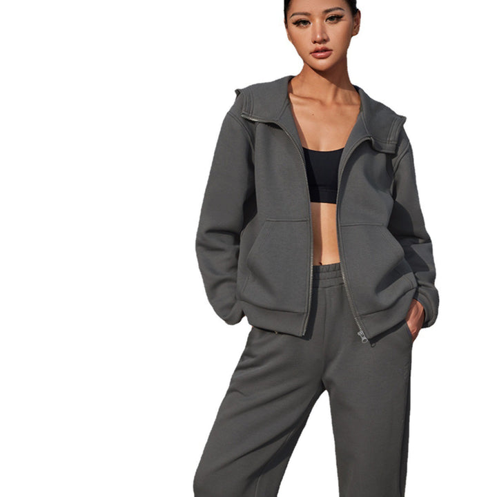 Damen nan athletisches Freizeit-Set mit Zip-Hoodie im Oversize-Schnitt und taillenhoher Komfort-Jogginghose Echo Archiv