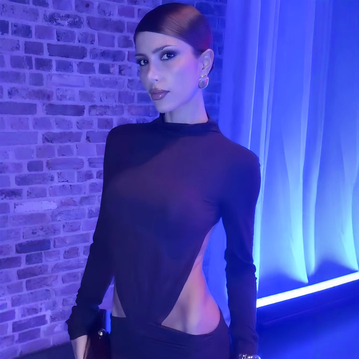 Damen Elegantes Wickelkleid mit langen Ärmeln und Raffungen Echo Archiv