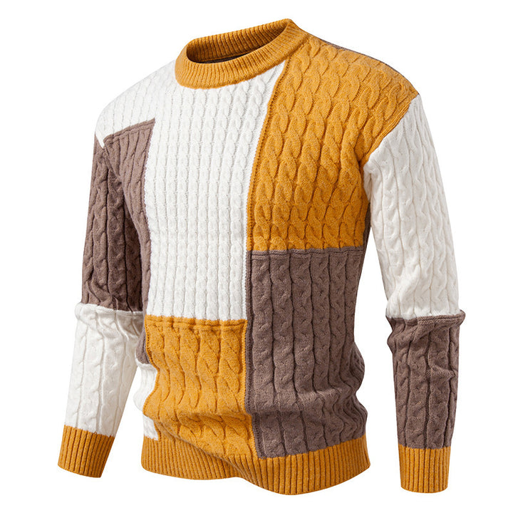 Herren modischer Strickpullover mit kreativer Farbblock-Optik Echoarchiv