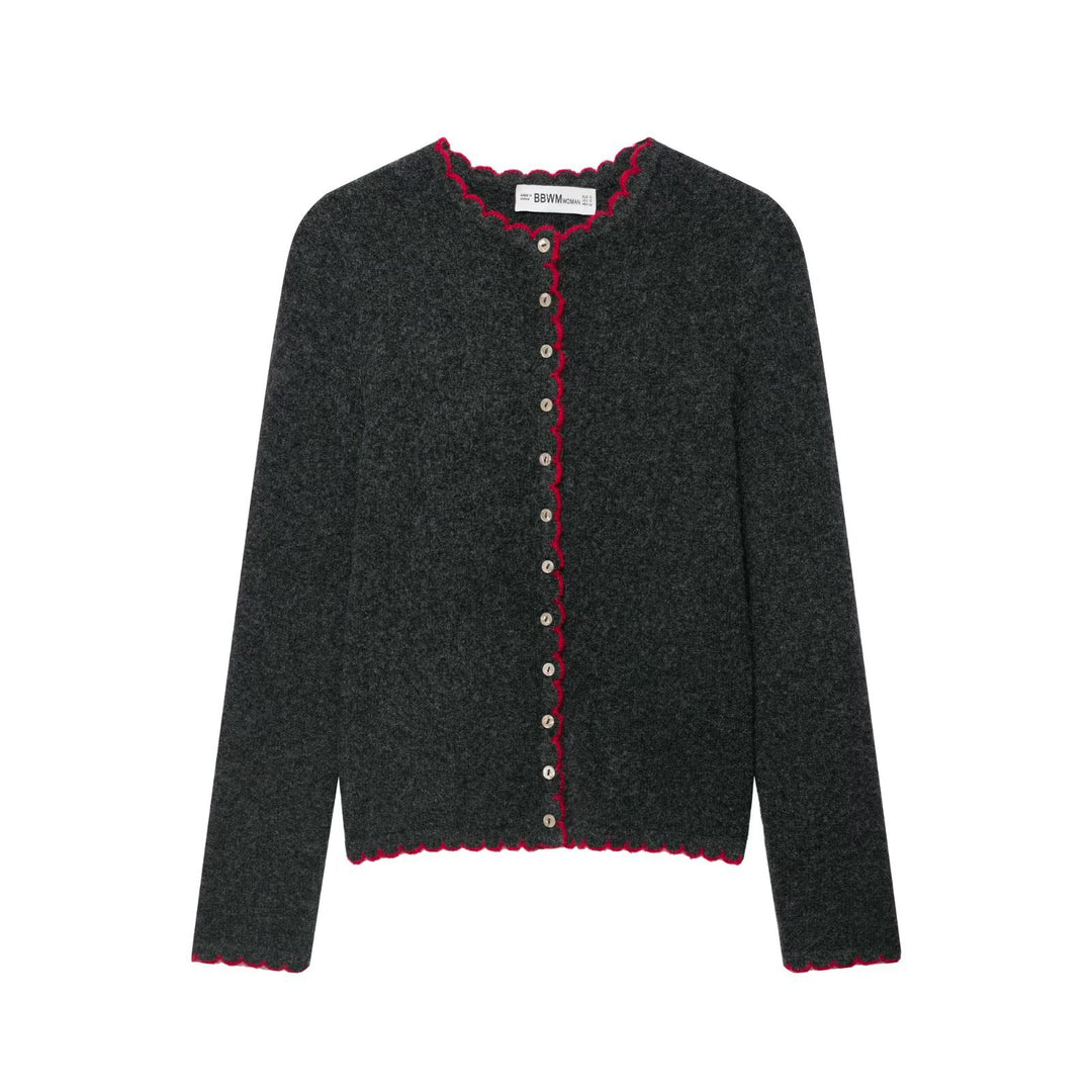 Damen Feinstrick-Cardigan mit Muschelkante und Perlmuttknöpfen Echoarchiv