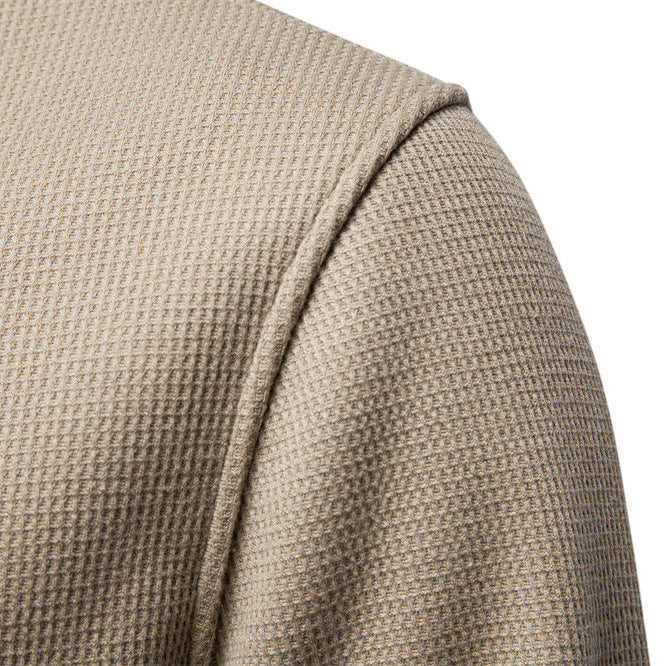 Herren nan Waffelstruktur-Henley-Pullover mit kurzem Druckknopfverschluss und Rippbündchen Echo Archiv