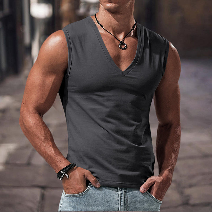Herren ärmelloses V-Neck Oberteil Echoarchiv