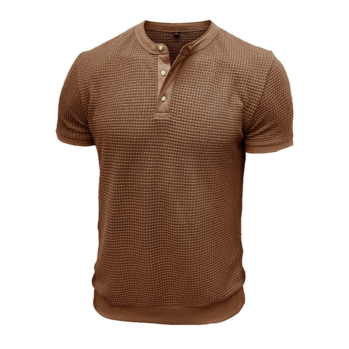 Herren Kurzarm-Henley-Shirt mit strukturiertem Design und edler Knopfleiste Echoarchiv