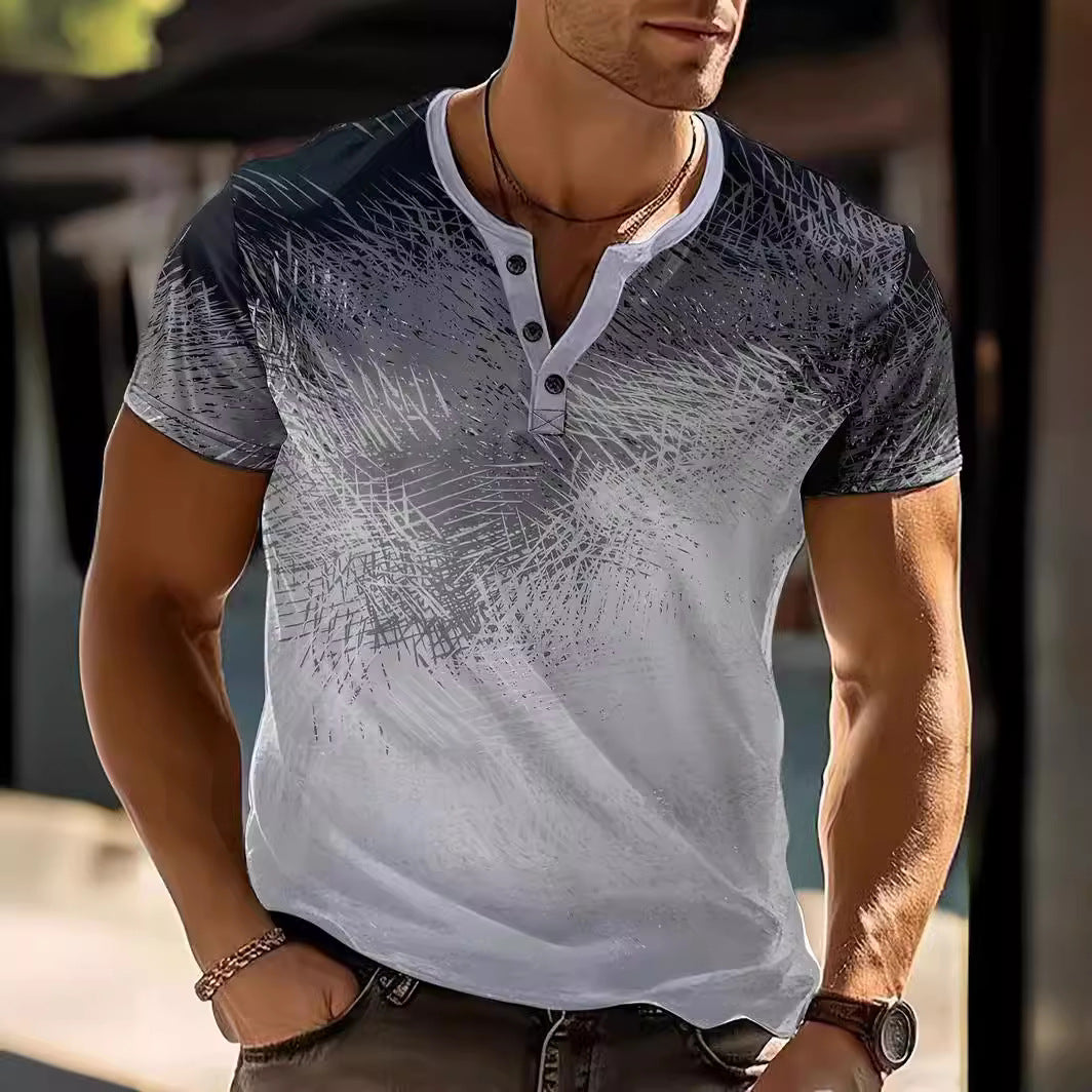 Herren strukturiertes Henley T-Shirt Echoarchiv