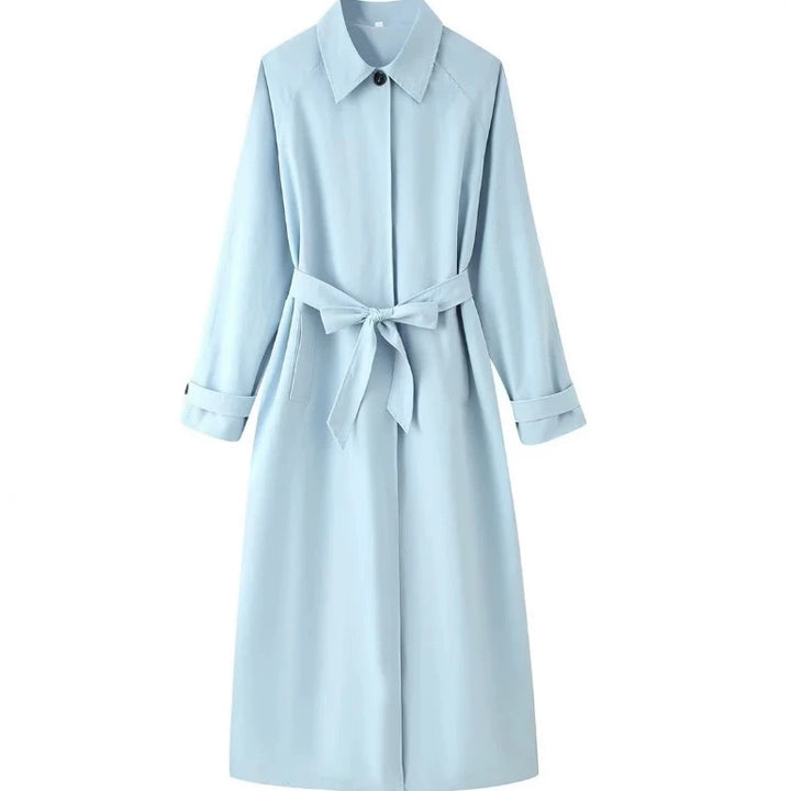 Damen Leichter knielanger Trenchcoat im Clean‑Look mit Bindegürtel und verdeckter Knopfleiste Echo Archiv