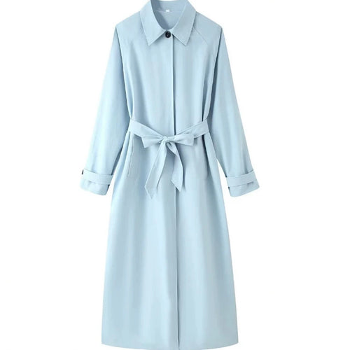 Damen Leichter knielanger Trenchcoat im Clean‑Look mit Bindegürtel und verdeckter Knopfleiste Echo Archiv