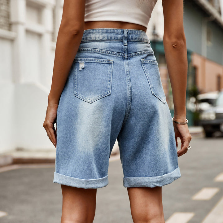 Damen entspannte Denim-Shorts mit umgeschlagenem Saum – Avélisse