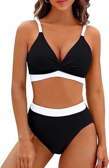 Damen Sportlicher hochtaillierter Bikini Echo Archiv