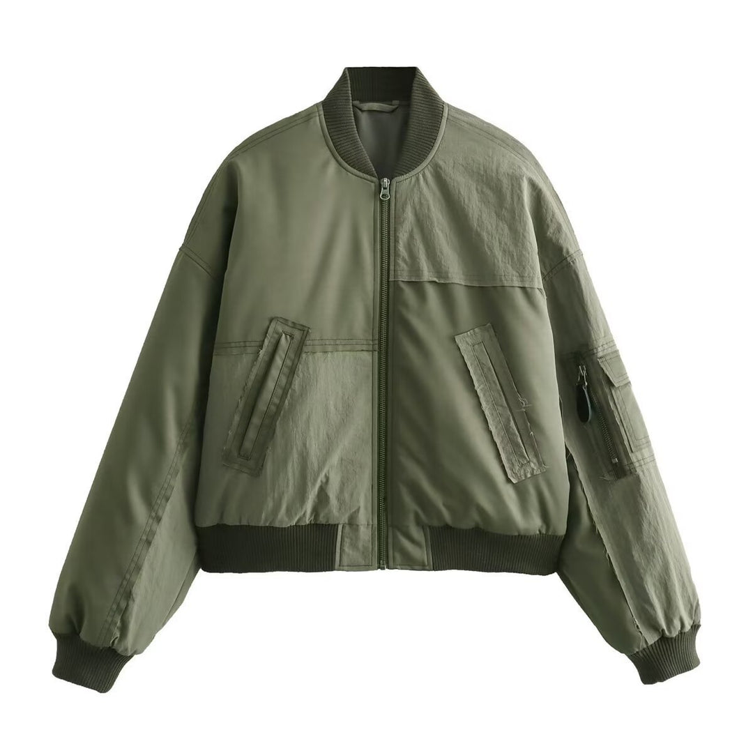 Damen Kurze Oversize-Bomberjacke mit Utility-Taschen und Rippbündchen Echo Archiv