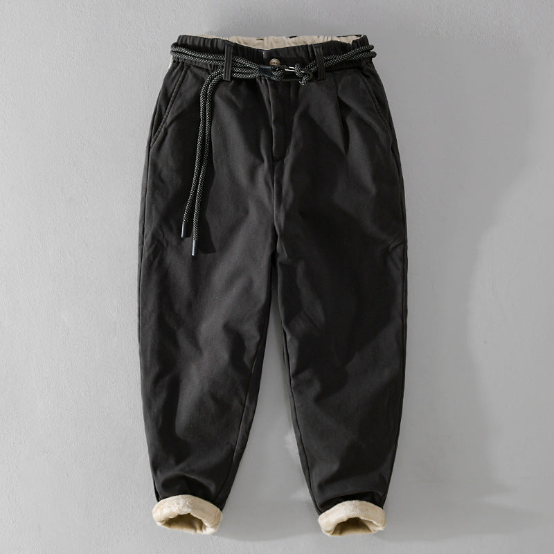 Damen Gefütterte Baumwoll-Chinohose mit elastischem Bund, Karotten-Schnitt und Deko-Gürtel Echoarchiv