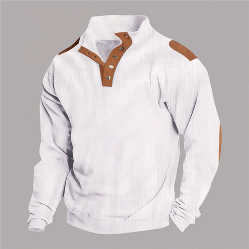 Herren lässiger Pullover mit modischer Knopfleiste und verstärkten Schultern Echoarchiv