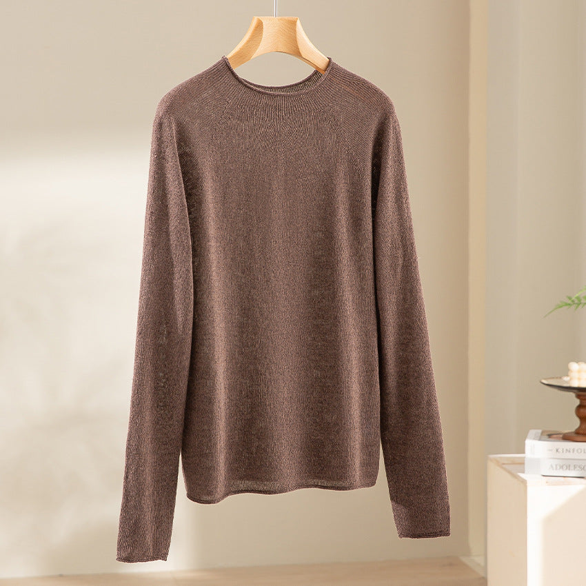 Damen Feiner leichtgewichtiger Rundhals-Feinstrickpullover mit Raglanärmeln Echoarchiv