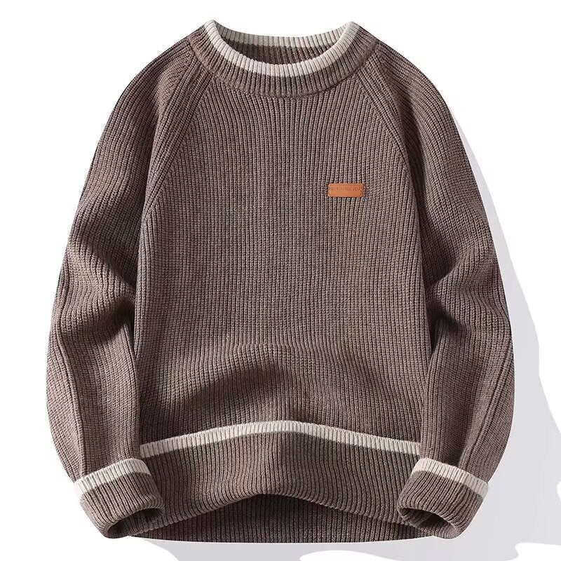 Herren Modischer Grobstrickpullover mit Rundhalsausschnitt Echoarchiv