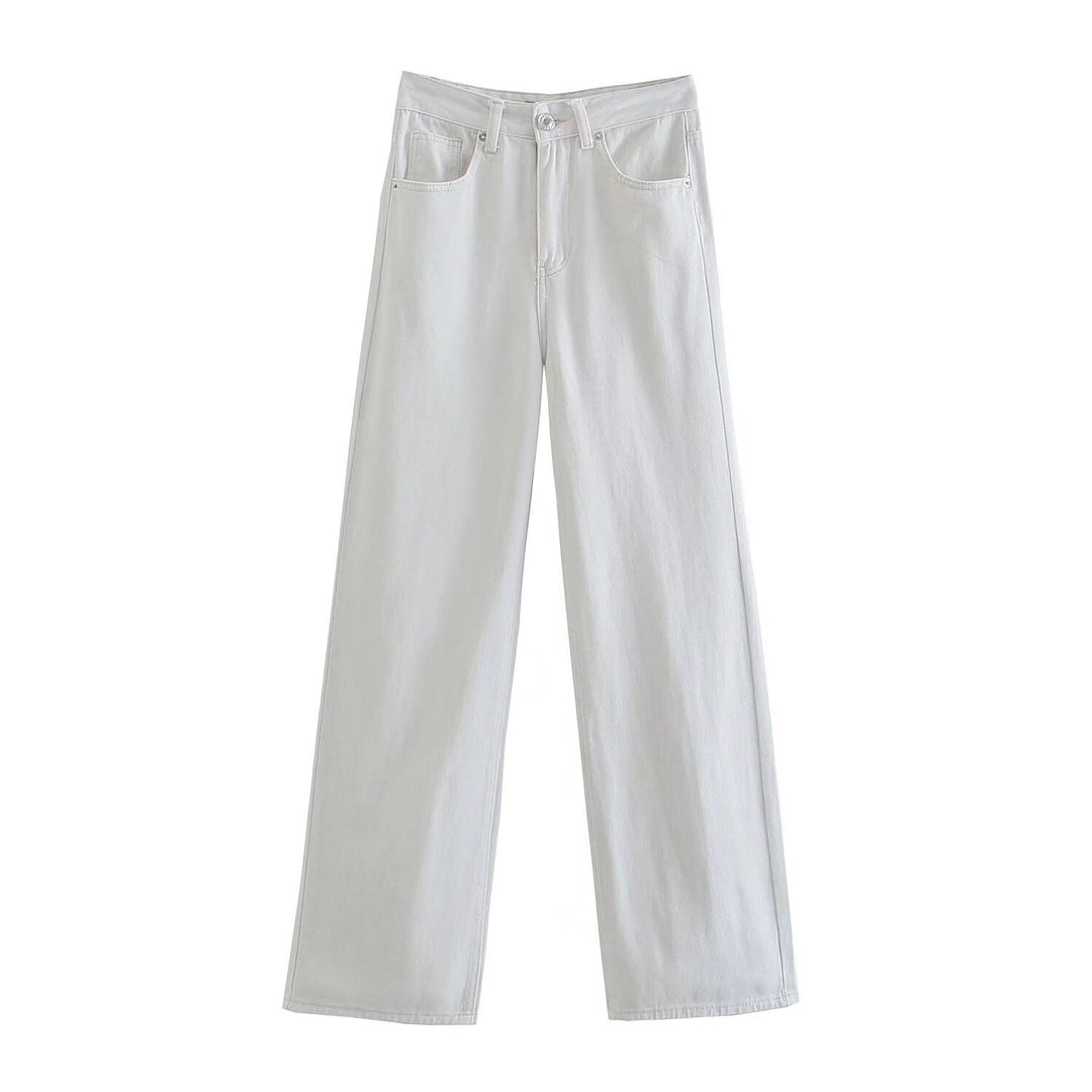Damen Hochtaillierte weit geschnittene Jeans mit weitem Bein, hoher Taille und rohem Saum Echo Archiv