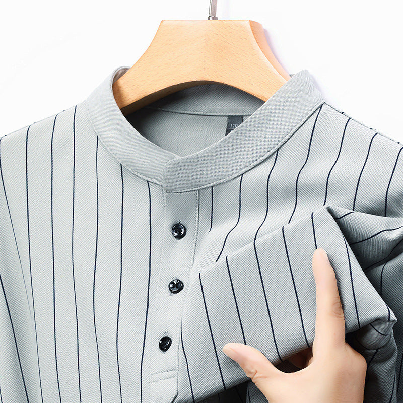 Herren Poloshirt mit elegantem Streifenmuster und hochwertiger Knopfleiste Echoarchiv