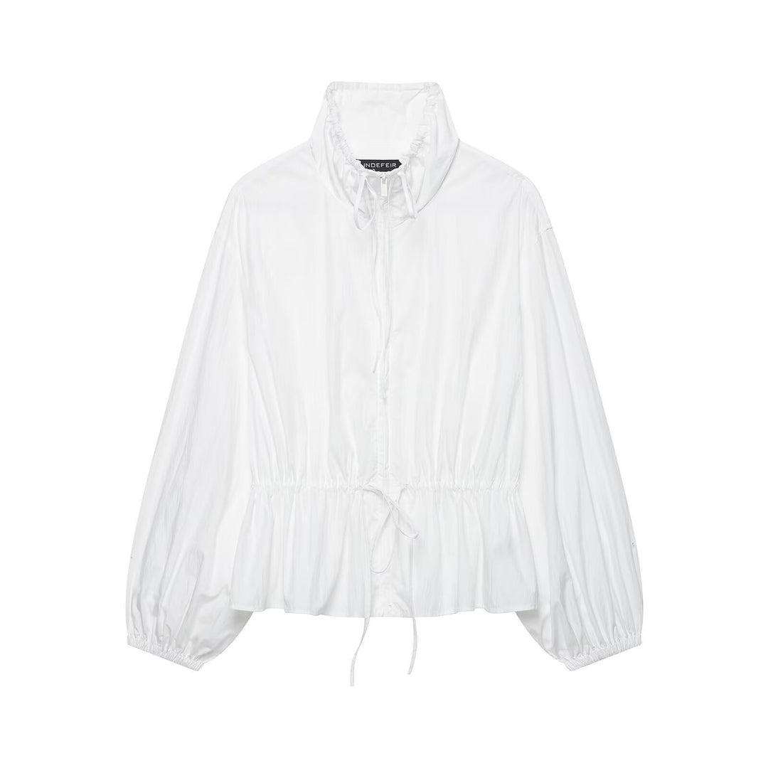 Damen Ultralight Cropped Anorak mit Tunnelzugtaillierung, Ballonärmeln und hohem Stehkragen Echo Archiv