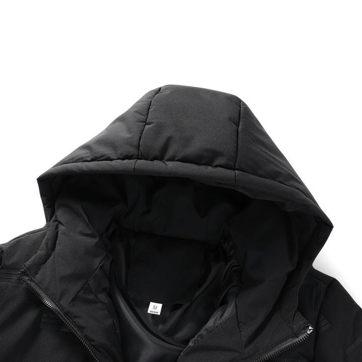 Herren Gefütterte Steppjacke mit Kapuze und geometrischer Steppung Echoarchiv