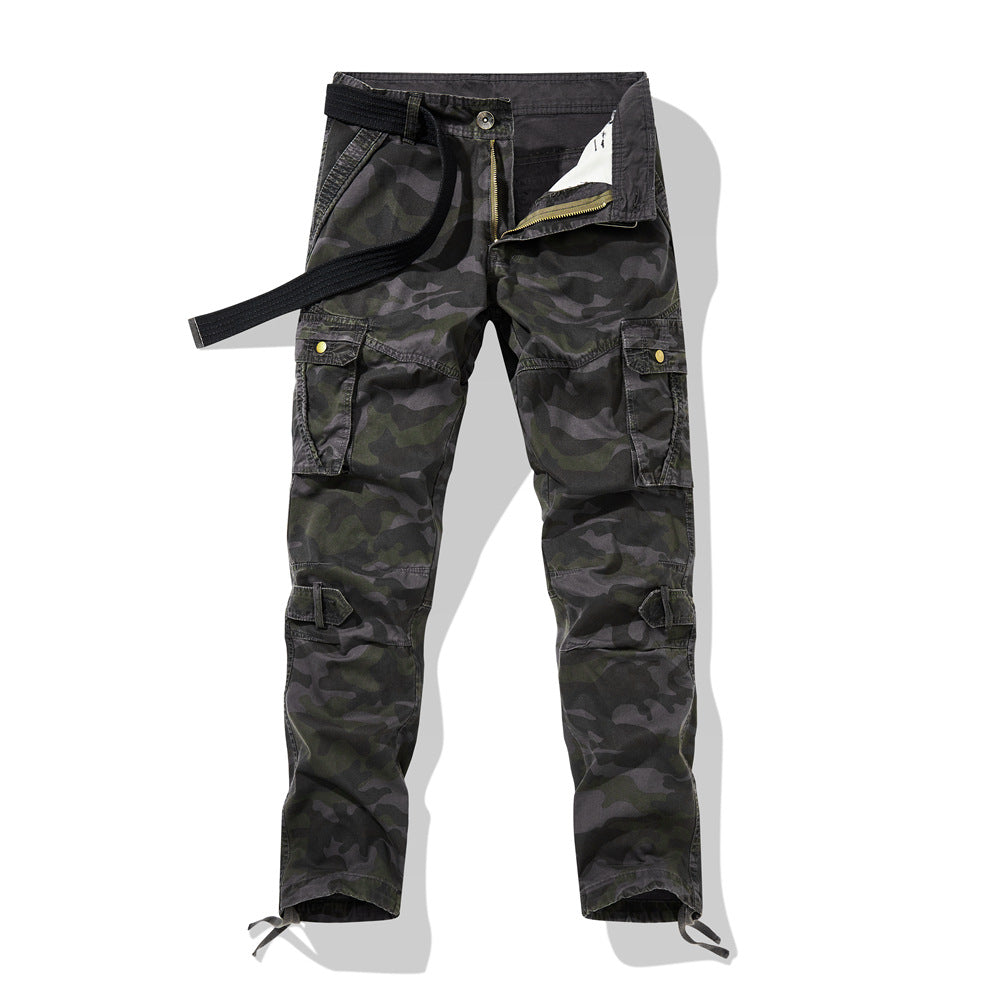 Herren Cargohose im Slim-Fit mit verstärkten Knien Multifachtaschen und Stoffgürtel – Bravaro