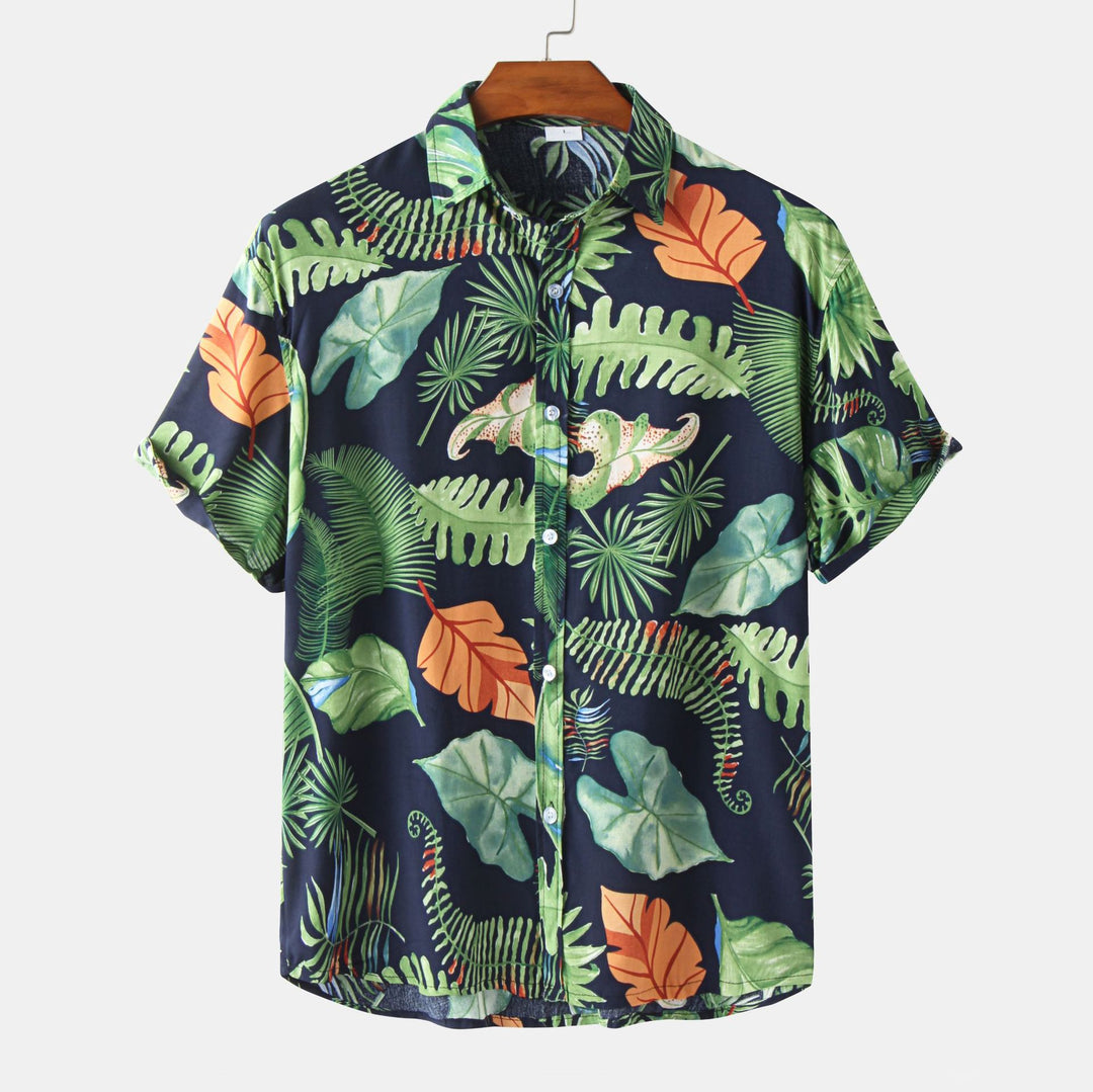 Herren Kurzarmhemd mit botanischem Motiven und luftiger Passform Echoarchiv
