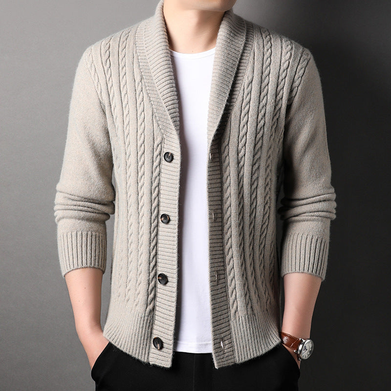 Herren Strickjacke mit strukturiertem Design und elegantem Kragen Echoarchiv