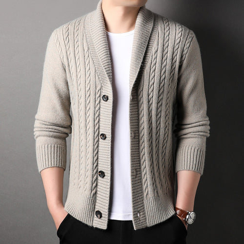 Herren Strickjacke mit strukturiertem Design und elegantem Kragen Echoarchiv