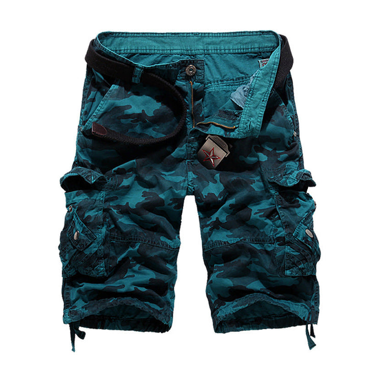 Herren Camo Cargo-Shorts mit mehreren Taschen und verstellbarem Bund Echoarchiv