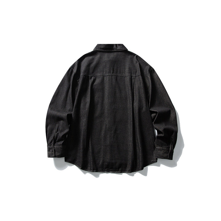 Herren Oversized Denim‑Hemdjacke mit traditionellen Knotenknöpfen Echoarchiv