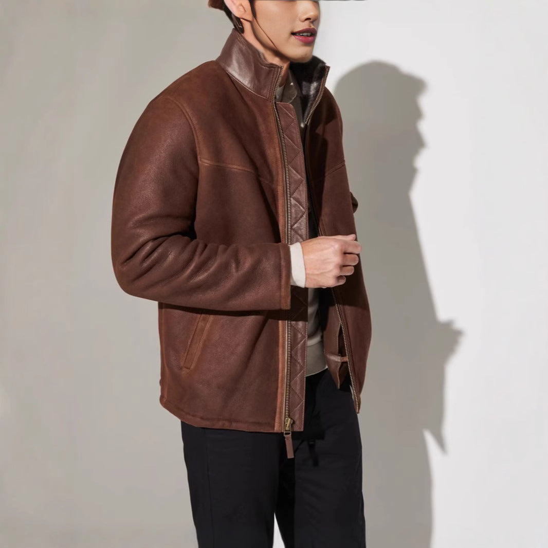 Herren hochwertige Lederjacke mit elegantem Steppdesign Echoarchiv